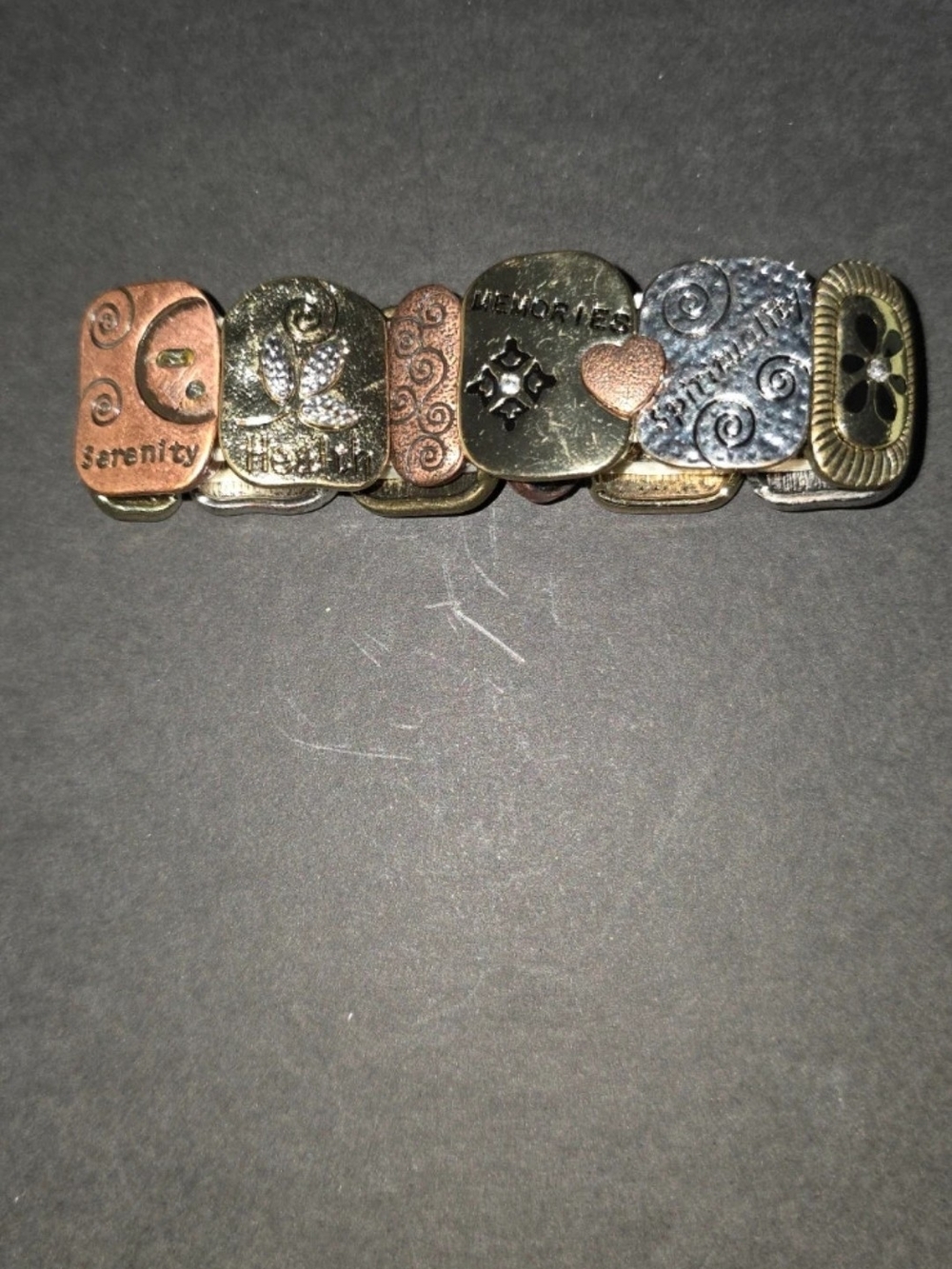 Source Unknown Multi-Tone Copper, Gold & Silver Inspirational Stretch Bracelet